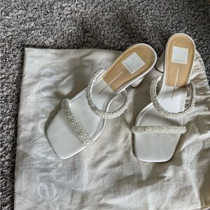 Dolce Vita White Sandals Square-Toed Slip-On